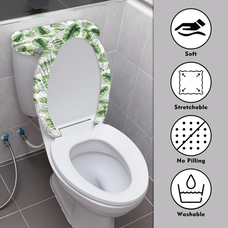 Darisoco Green Leaves Toilet Lid Covers with Tank Covers Toilet Seat Cover Dustproof Stays in Place Home Decor Fits Most Toilet Lids - Image 3